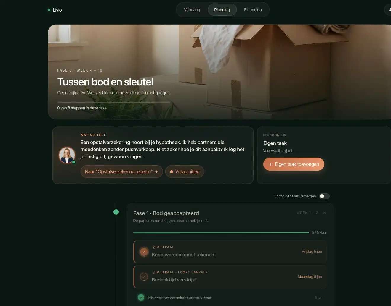 Planning: your tasks in Livio